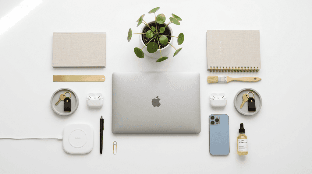 Clean flat-lay product photography